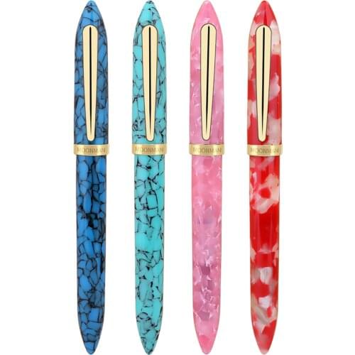 Moonman S1 Acrylic Resin Fountain Pen Iridium Extra Fine / Fine Nib 0.38 / 0.5mm Writing Ink Pens Gold Trim with Gift Box Set
