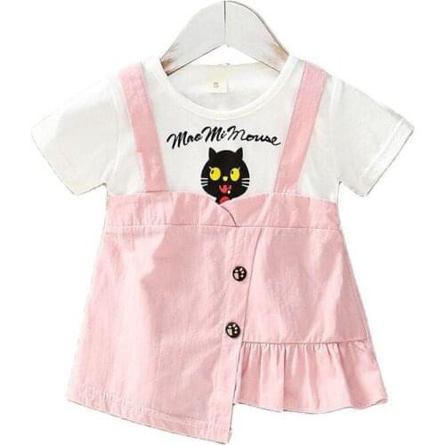 Baby Girl Dress 2021 Summer 100% Cotton Tops Cute Dress Cartoon Fashion Dress Baby Girl Cartoon Tops Dress for Girls