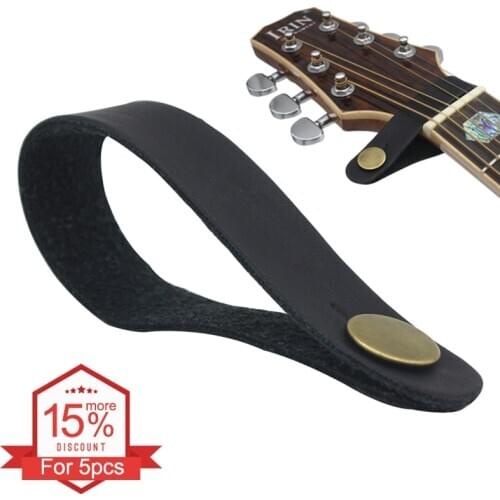 Portable Durable Leather Guitar Strap Holder Button Safe Lock with Strong Metal Fastener Fits Above Neck on Headstock