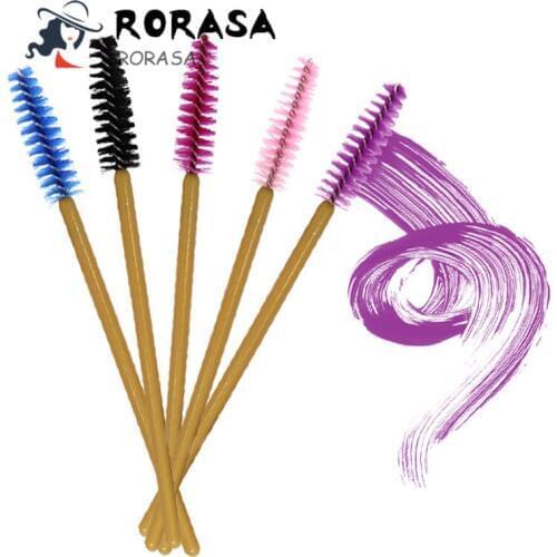 RORASA 50Pcs/Pack Disposable Micro Eyelash Brushes Mascara Applicator Wand Brushes Comb Eyelash Brushes Spoolers Makeup Tool Kit