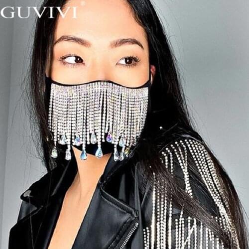 Sexy Shiny Rhinestone Tassel Mask Decoration Face Accessories Cover Face Jewelry for Women Wedding Nightclub Decoration