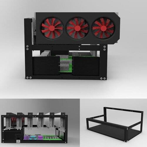 Steel Open Air Miner Mining Frame Rig Case Up to 6 GPU for Crypto Coin Currency Mining UU
