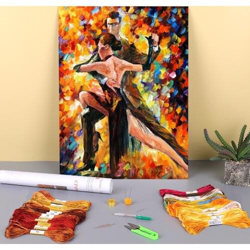Impetuous Tango Printed Canvas 11CT Cross Stitch Set Embroidery DMC Threads Hobby Handicraft Handmade Craft Mulina Stamped