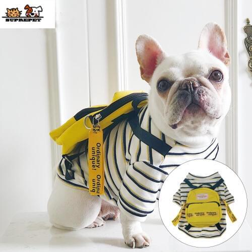 SUPREPET Pet Dog Clothes Costume for French Bulldog Black Strap Dog Clothes with Yellow Bag French Bulldog Clothes for Small Dog