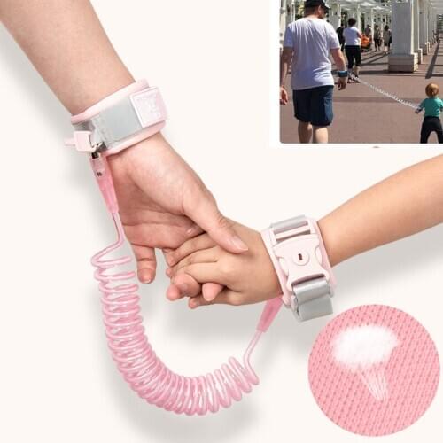 Baby Safety Anti-lost Reflective Wrist Link Lock Rotating Head Anti-Lost Rope Children Kids Outdoor Walking Harness Strap Rope