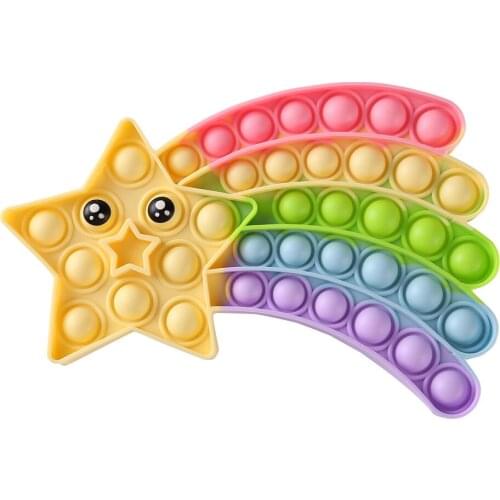 Funny Push Bubble Fidget Toys Adults Kids Reliver Stress Sensory Toy Rainbow Star Push Bubble Squishy Autism Antistress Toy