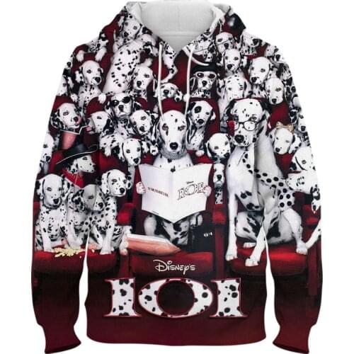 Cartoon Anime 101 Dalmatians 3D Hoodies Men Women Children Fashion Dog Print Sweatshirts Clothes Boy Girl Kids Long Sleeve Coat