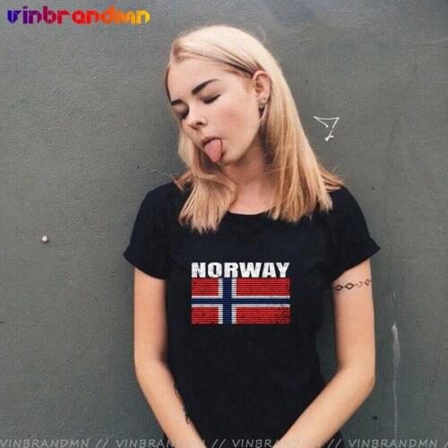 Vintage Norwegian National Flag Women T Shirts High Quality Cool T-shirts Norway Country Flag Colourful Summer female Clothing