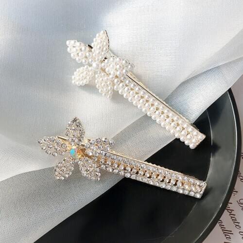 Hair Clip for Women Fashionable Pearl Crystal Flower Hairpin Light Luxury Geometry Hair Pins Jewelry Accessories Wholesale