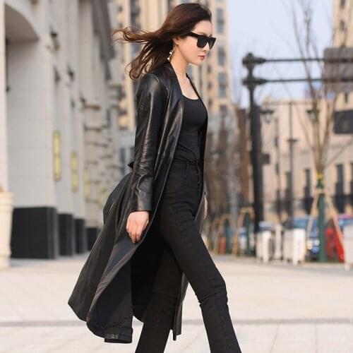 100% Real Sheepskin Coat Women Genuine Leather Jacket New 2020 Spring Long Slim Windbreaker Outerwear jaqueta de couro LX2624