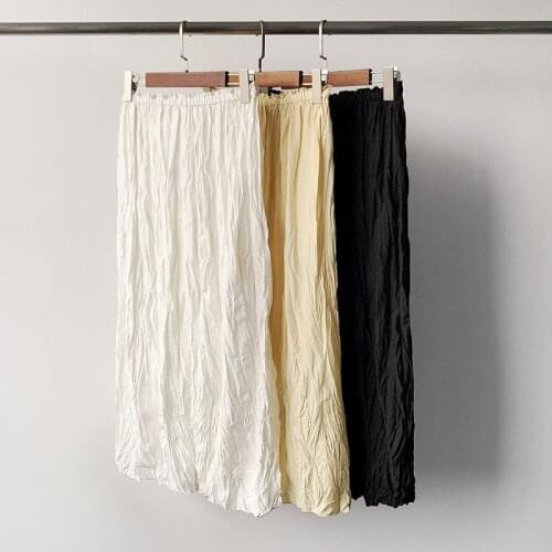 Women High Waist Pleated Midi Skirt 2021 Summer New Ladies Elegant Long Skirts Slim Jupe