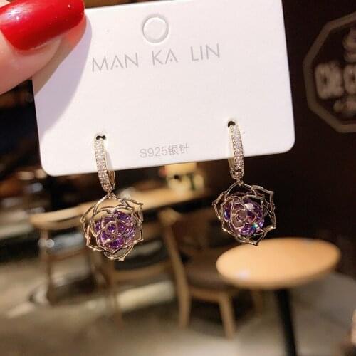 East gate rose zircon earring buckle South Korean high sense of temperament set earrings female new earring products