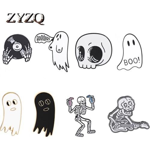 ZYZQ Halloween Accessories Ghost Funny Series Cartoon Badge Skull Witch Skeleton Dripping Brooch For Women