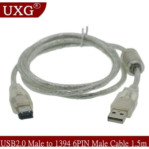 1 X Firewire IEEE 1394 6 Pin Male To USB 2.0 Male Adaptor Convertor Cable Cord 1.5M 5FT