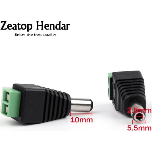 100Pcs 5.5mm x 2.1mm / 5.5mm x 2.5mm CCTV Male DC Terminal Jack DC Connector Power Plug for Security CCTV Camera System