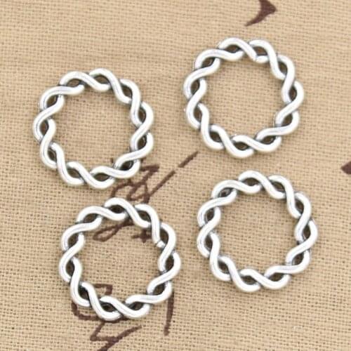 12pcs Charms Woven Circle Wreath 20x20mm Antique Making Pendant fit,Vintage Tibetan Silver color,DIY Handmade Jewelry