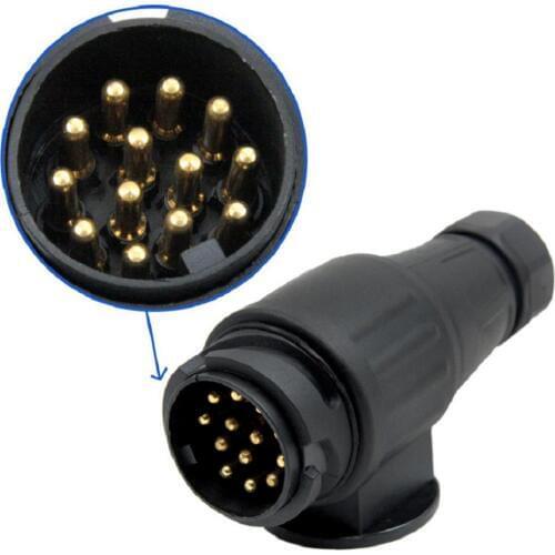 13 Pin Trailer Male Plug Round Connector Adapter 12V for Signal Lights