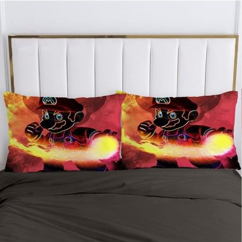 2 PCS 3D Printed Mario The Soul Hero 100% Polyester Pillowcase Printed Home Decorative Pillowcase Trick Decoraion Bedclothes