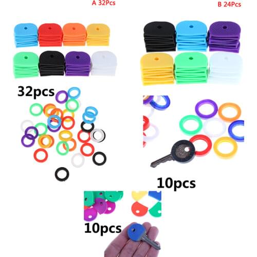 24/32Pcs Colorful Key Top Covers Head/Caps/Tags/ID Markers Mixed Toppers Keyring Accessories