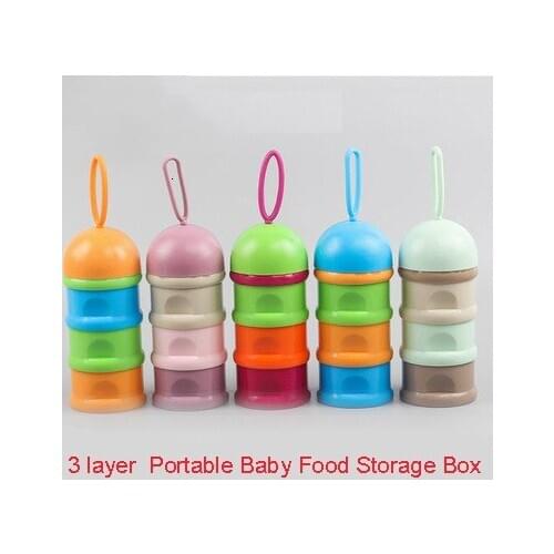 3 Layer Frog Style Portable Baby Food Storage Box Essential Cereal Cartoon Formula Dispenser Baby Stuff Bowl Storage With Lid