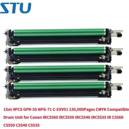 1Set 4PCS GPR-55 NPG-71 C-EXV51 120,000Pages CMYK Compatible Drum Unit for Canon iRC5560 iRC5550 iRC5540 iRC5535 IR C5560 C5550