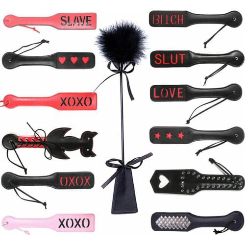 BDSM Adult Kinky Spanking Bondage Paddle SLAVE BITCH XOXO Fetish Whip Leather Riding Crop Horse Whip Pony Spanking Knout