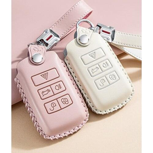 Genuine Leather Car Auto Remote Car Key Shell Case Protector Cover for Land Rover Discovery Range Rover Sport 4 Evoque