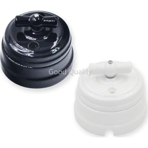 Home Improvement European Ceramic Switch Wall Knob Light Switch 10A Insulating Switch Black White Brown