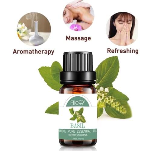 Elite99 10ml Basil Essential Oils for Air Freshening Humidifier Fragrance Aromatherapy Massage Body Relieve Pure Essential Oil