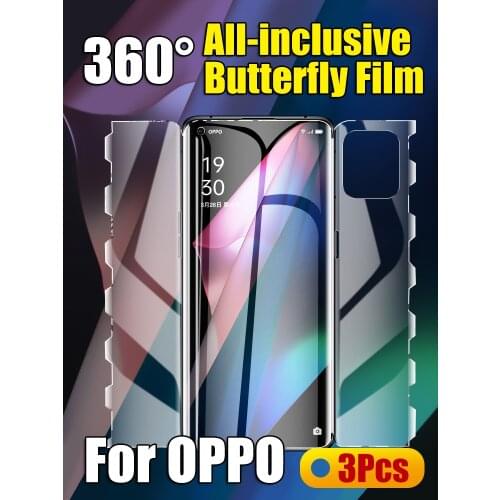 Find X3 X2 Butterfly Hydrogel Film For OPPO Reno 6 Pro Screen Protector Reno5 4 4Pro 3 3Pro Soft Front Back Edge All Coverage