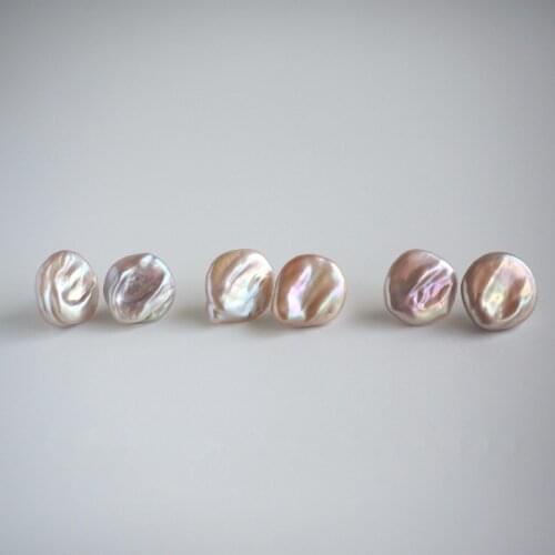 Hot sell female natural purple color large cultured pearl earring solid 925 sterling silver safe stud jewelry women new design