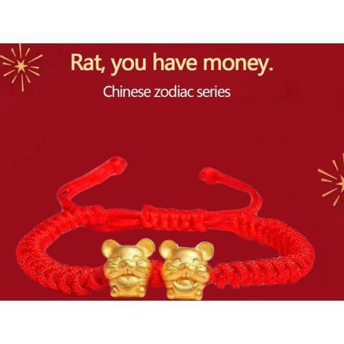 2020 Chinese Style Zodiac Rats Shakin Bracelets For Women Birthday Mini Animal Red Rope Bangle Jewelry Girl New Year Gift