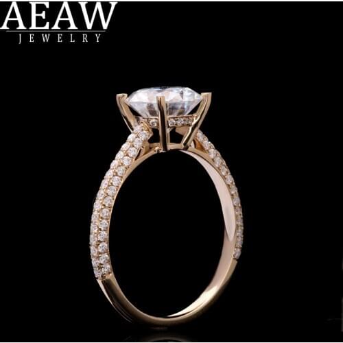 AEAW 6.5mm 1.0ct Round Cut 14k Yellow Gold Moissanite Ring Half Full Eternity Sizes Original Dazzling Female Jewelry