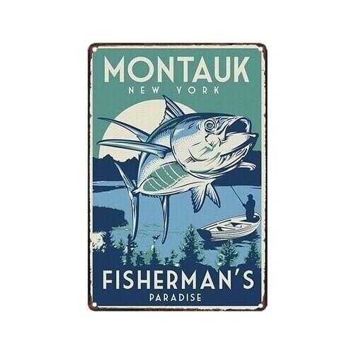 Metal Tin Sign 20*30 cm fisherman s paradise Decor Bar Pub Home Vintage Retro Poster comic sticker