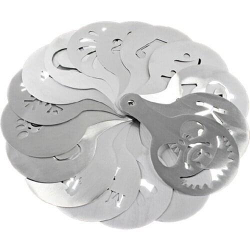 Fancy Coffee Pull Flower Stencil Coffee Maker Latte Mold Templates Strew Spray Flowers Mould Cake Decorating Tools 16PCS