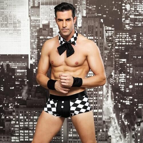 Men Halloween Costume Maid Outfit Sexy Fancy Dress Nightwear Stretchy Underwear J6611