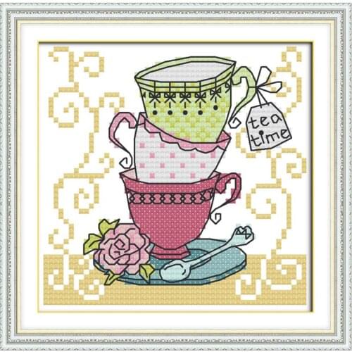 Joy Sunday Cup Series Counted Cross Stitch Kits 11&14CT DMC DIY Embroidery Kits Needlework Sets for Home Decor Handmade Gift