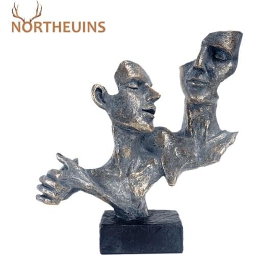 NORTHEUINS Resin Abstract Couple Figurines Decorative Figure Love Statue Home Living Room Decoration Sculptures Decor Objects