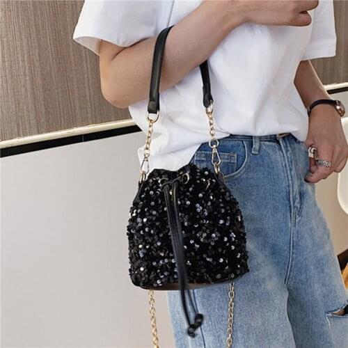New Purses And Handbags For Women Sequin String Bucket Handbags Tote Ladies Shoulder Bag Girls Crossbody Bags For Ladies