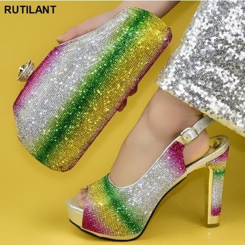 New Women Sandals Elegant Nigerian Women Pumps Shoe for Party High Quality Italian Shoes with Matching Bags for Wedding Italy