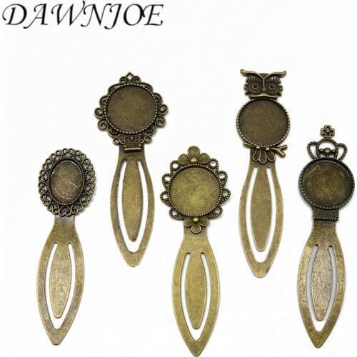 5 Style Mix Vintage Manual Bookmark Cabochon Tray Base Bookmark Blank Setting DIY Making Supplies for Jewelry Components