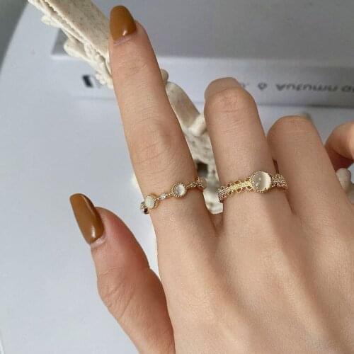 Opening Gold Rings For Women South Korean Fashion Jewery Simple Small Mini Personality Design Lace Vintage Royal Ring