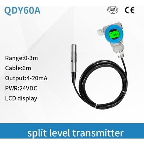 QDY60A LCD 3m range 6m cable 4-20mA output Submersible liquid level transmitter hydrostatic diesel fuel tank level sensor