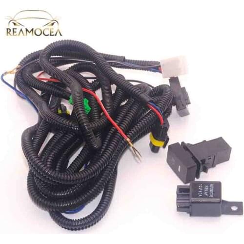 Reamocea H11 Fog Light Wiring Harness Sockets Wire + Switch With LED Indicators AT Relay For Ford Focus Lincoln Honda Acura TSX