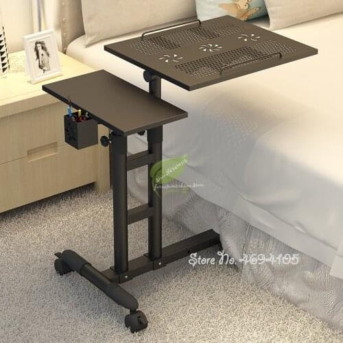 Adjustable Computer Desk Home Laptop Table Simple Modern Mobile Computer Table with Lifting Bedside Laptop Tables with Fans