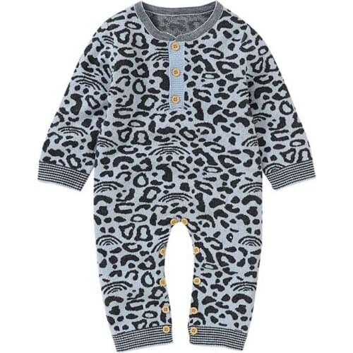 Baby Leopard Romper Cotton Autumn Fashion Long Sleeve Girl Boy Clothes Cute Winter Baby Knitted Jumpsuit