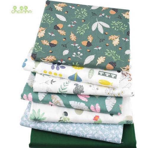 Chainho,Green Floral Series,Printed Twill Cotton Fabric,For DIY Quilting Sewing Baby&Childrens Sheet,Pillow,Material,Half Meter