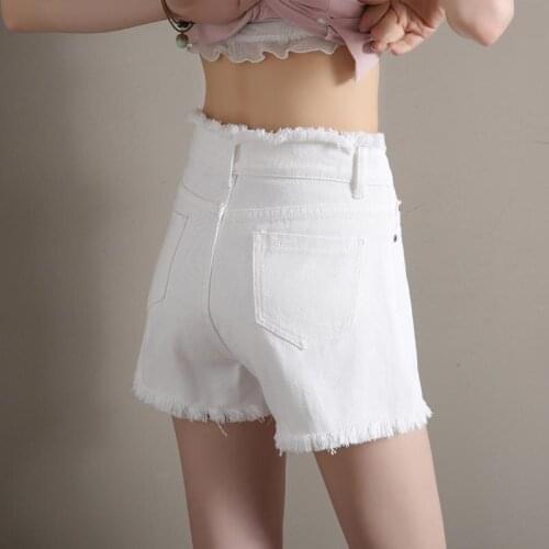 Shorts Women White Denim Shorts Womens High Waist A- Line 2021 Summer Loose Ropa Mujer