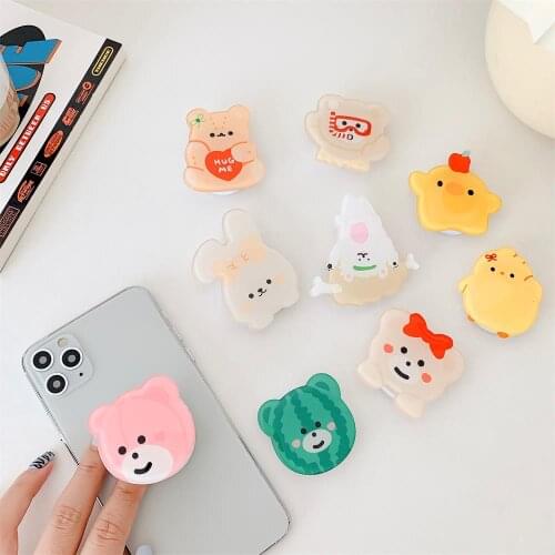 Cute Animal Folding Phone Holder Stand For iPhone Xiaomi Support Telephone Bear Mobilephones Bracket Finger Grip Tok