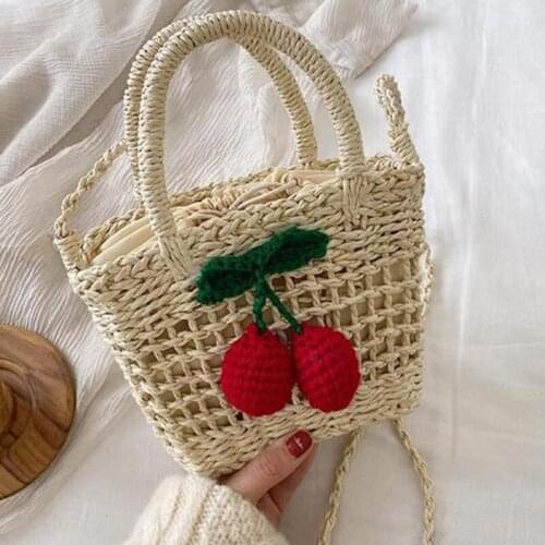 Straw Woven Bag Eco Friendly Products Fashion Hand-woven Bag Small Tote Bag Ladies Casual Beach Vacation Bag Hollow Design